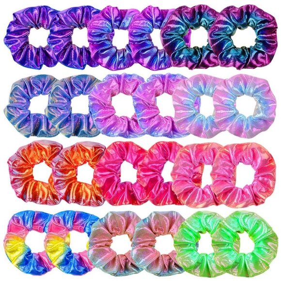 Stylish 24Pcs Elastic Hair Bands - Shiny Metallic Scrunchies for All Occasions - Picture 1 of 7